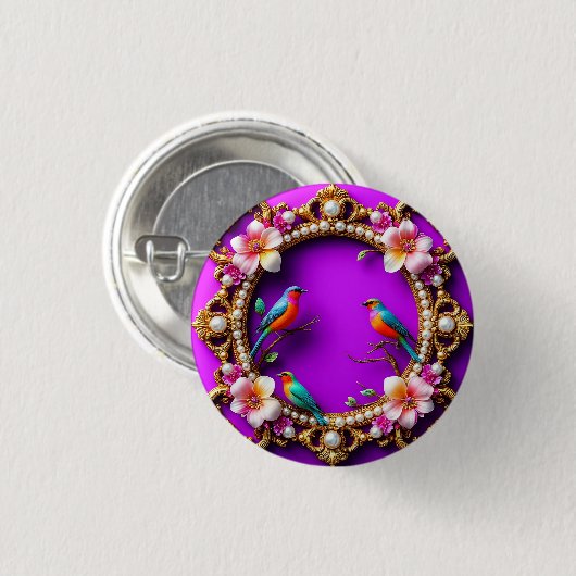 Lebhafte Vögel Button (Vorne & Hinten)