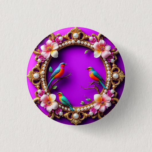 Lebhafte Vögel Button (Vorderseite)