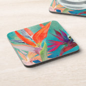 Lebhafte Vögel im Paradies Getränkeuntersetzer (Linke Seite)