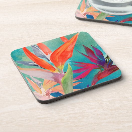 Lebhafte Vögel im Paradies Getränkeuntersetzer (Linke Seite)