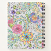 Lebhafte, von Hand Gezeichnet Frühlingsblüten und  Notizblock (Rückseite)