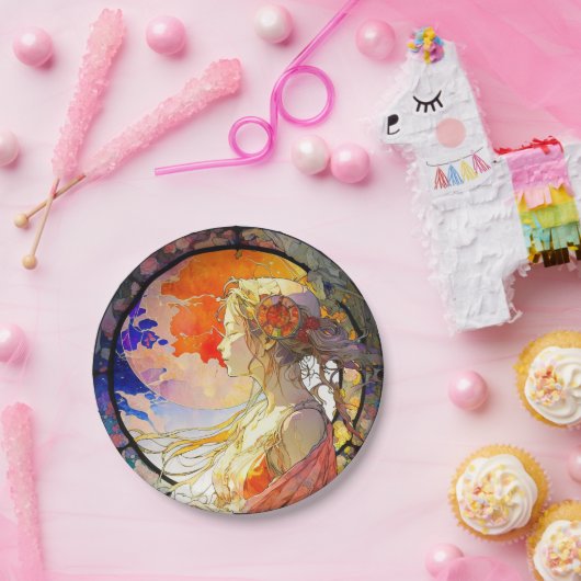 Lebhafte Wasserfarbe der Girl Paper Plate Pappteller (Party)