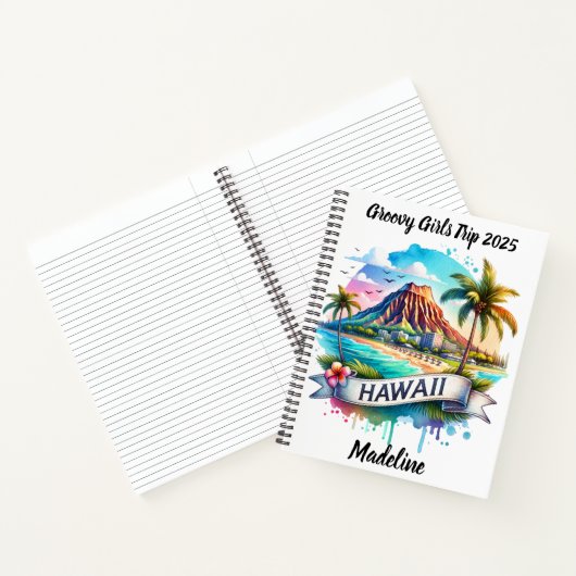 Lebhafte Wasserfarbe der Landschaft Hawaiis Notizblock (Innenseite)