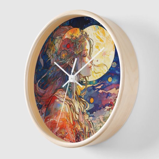 Lebhafte Wasserfarbe der Mauer und der Mädchen Uhr (Winkel)