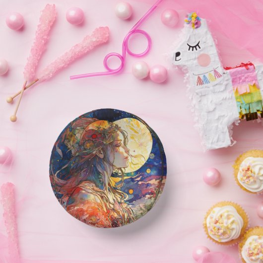 Lebhafte Wasserfarbe der Papierschale von Girl & M Pappteller (Party)