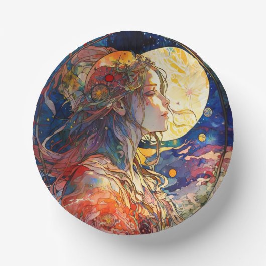 Lebhafte Wasserfarbe der Papierschale von Girl & M Pappteller (Vorderseite)