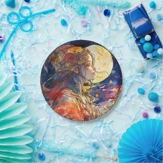 Lebhafte Wasserfarbe der Papiertafel für Mädchen u Pappteller (Party)