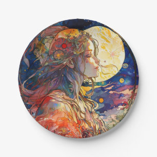 Lebhafte Wasserfarbe der Papiertafel für Mädchen u Pappteller