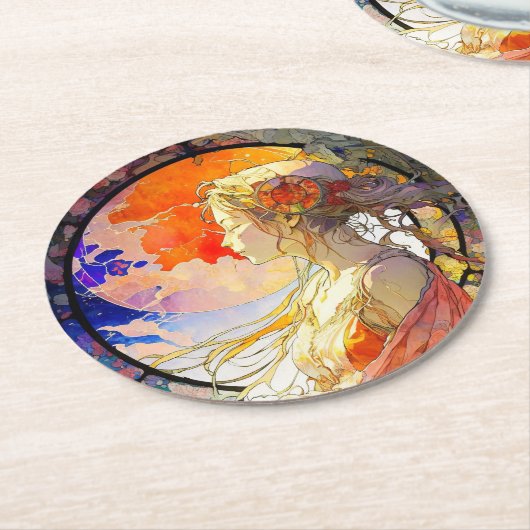 Lebhafte Wasserfarbe des Girl Paper Untersetzer (Angewinkelt)