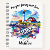 Lebhafte Wasserfarbe des Leuchtturms von Maine Notizblock (Vorderseite)