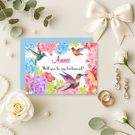 Lebhafte Wasserfarbe Hummingbird Bridesmaid Einladung