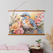 Lebhafte Wasserfarben Bird Flora Art Inspiriert