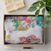 Lebhafte Wasserfarben Chameleon - Regenbogen Jungl Seidenpapier (Geschenk)