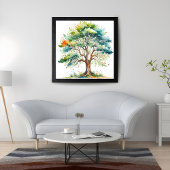 Lebhafte Wasserfarben der Seasons Tree Fotodruck