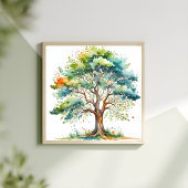 Lebhafte Wasserfarben der Seasons Tree Fotodruck