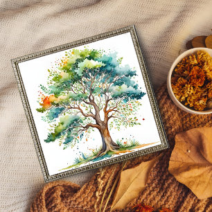 Lebhafte Wasserfarben der Seasons Tree Fotodruck