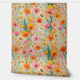 Lebhafte Wasserfarben-Frühlingsblütenschale und -k Tapete