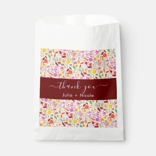 Lebhafte Wasserfarben Sommer-Tulip-Blume Hochzeit Geschenktütchen (Vorderseite)