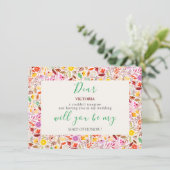 Lebhafte Wasserfarben Sommer-Tulip-Blume Hochzeit Menükarte (Stehend Vorderseite)