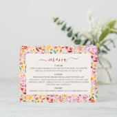 Lebhafte Wasserfarben Sommer-Tulip-Blume Hochzeit Menükarte (Stehend Vorderseite)