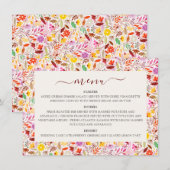 Lebhafte Wasserfarben Sommer-Tulip-Blume Hochzeit Menükarte (Vorne/Hinten)