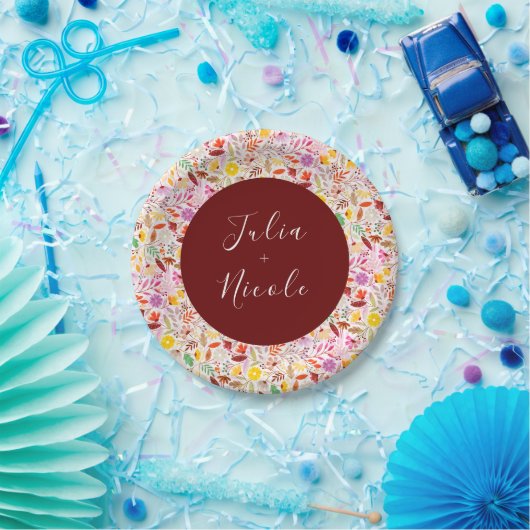 Lebhafte Wasserfarben Sommer-Tulip-Blume Hochzeit Pappteller (Party)