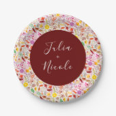 Lebhafte Wasserfarben Sommer-Tulip-Blume Hochzeit Pappteller (Vorderseite)