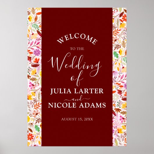 Lebhafte Wasserfarben Sommer-Tulip-Blume Hochzeit Poster (Vorne)