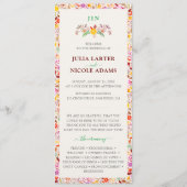 Lebhafte Wasserfarben Sommer-Tulip-Blume Hochzeit Programm (Vorderseite)