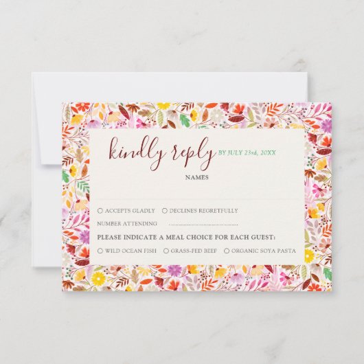 Lebhafte Wasserfarben Sommer-Tulip-Blume Hochzeit RSVP Karte (Vorderseite)