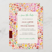 Lebhafte Wasserfarben Sommer-Tulip-Blume Hochzeit Save The Date (Vorne/Hinten)