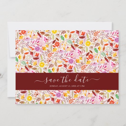 Lebhafte Wasserfarben Sommer-Tulip-Blume Hochzeit Save The Date (Rückseite)