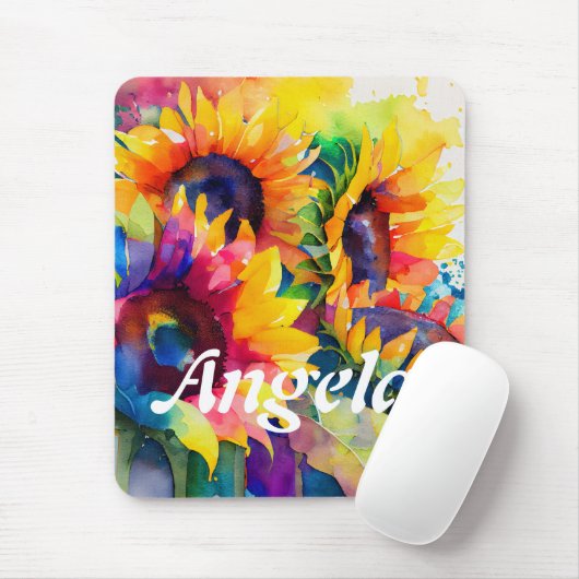 Lebhafte Wasserfarben-Sonnenblume Mousepad (Mit Mouse)