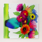 Lebhafte Wasserfarbenase und Blume Puzzle (Horizontal)