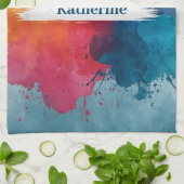 Lebhafte Wasserfarbenlackierung mit Individuelle N Geschirrtuch (Gefaltet)