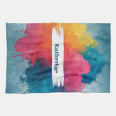 Lebhafte Wasserfarbenlackierung mit Individuelle N Geschirrtuch (Horizontal)