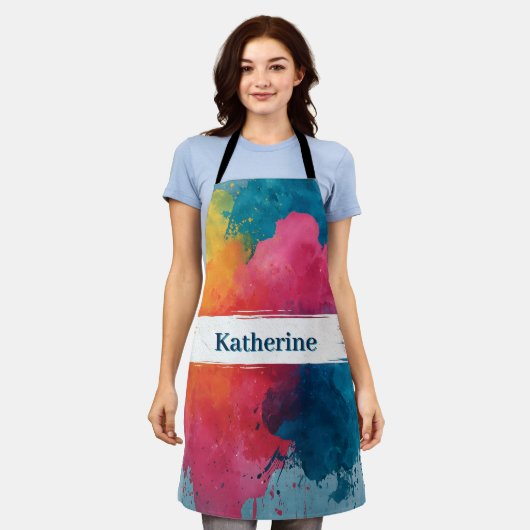 Lebhafte Wasserfarbenlackierung mit Individuelle N Schürze (Getragen)