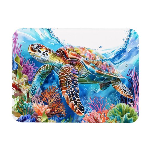 Lebhafte Wasserfarbenschildkröte flexibel Magnet (Horizontal)