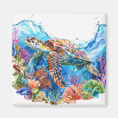 Lebhafte Wasserfarbenschildkröte Magnet (Vorne)