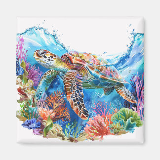 Lebhafte Wasserfarbenschildkröte Magnet