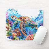 Lebhafte Wasserfarbenschildkröte Mousepad (Mit Mouse)