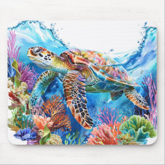 Lebhafte Wasserfarbenschildkröte Mousepad
