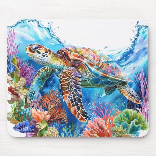 Lebhafte Wasserfarbenschildkröte Mousepad (Vorne)