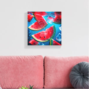 Lebhafte Wassermelonen Unterwasser-Scheiben - erfr Leinwanddruck