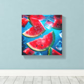Lebhafte Wassermelonen Unterwasser-Scheiben - erfr Leinwanddruck (Insitu (Holzboden))
