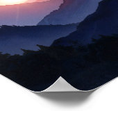 Lebhafte Watercolor Mountain Sonnenuntergang Maler Poster (Ecke)