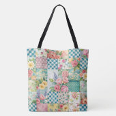 Lebhafte Watercolor Spring Floral Patchwork Samles Tasche (Rückseite)