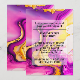 Lebhafte Wavy Design Geburtstagsparty Einladung