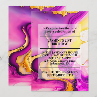 Lebhafte Wavy Design Geburtstagsparty Einladung