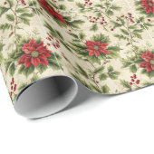 Lebhafte Weihnachts-Rote Poinsettia Geschenkpapier (Rolleneckpunkt)